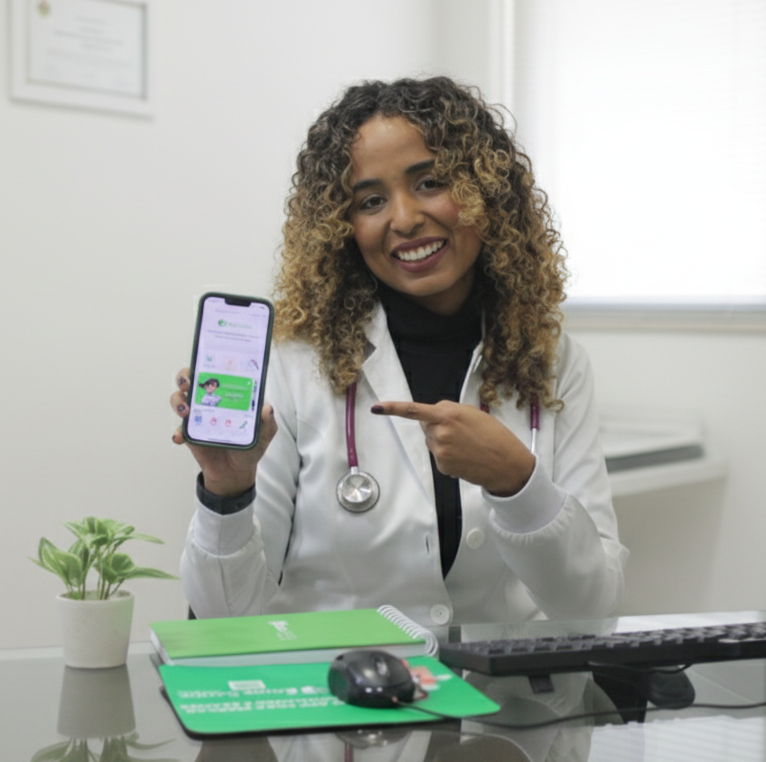 Paciente em sala de espera moderna de clínica