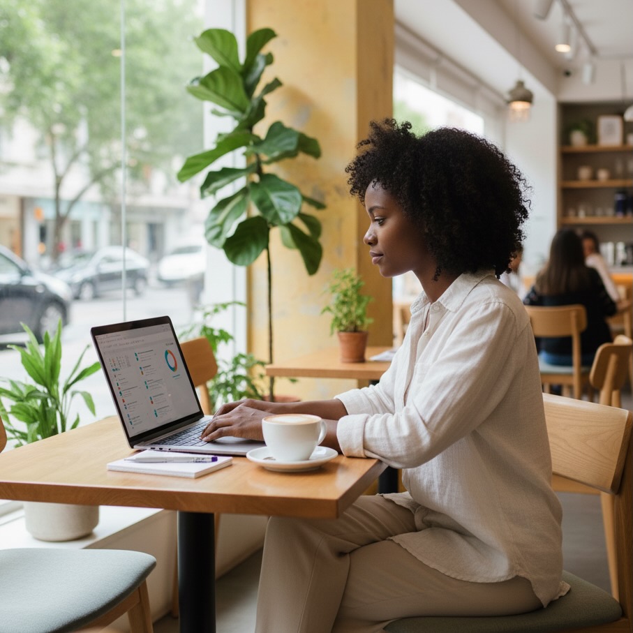 Pessoa gerenciando sua saúde de forma prática e moderna